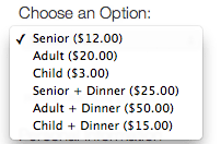 Multiple Ticket Options