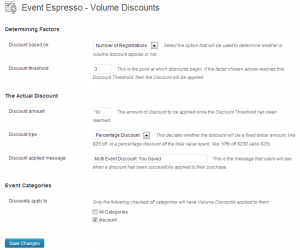 Volume Discount settings when using number of registrants