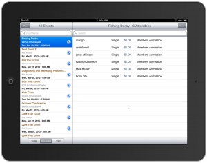List of Events in the iPad App