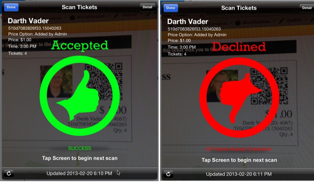 Scanned Ticket Examples