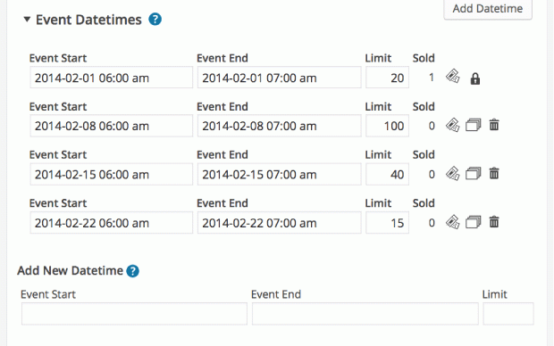 Multiple Datetime per Event