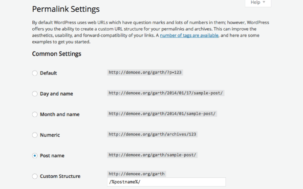 Permalink Settings